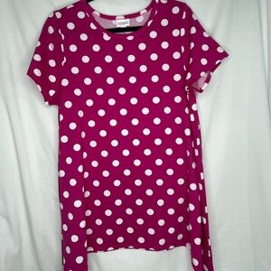 Lula Roe Large Melissa Tunic Top Dark Pink Polka Dot